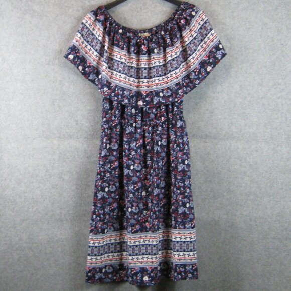 Style & Co Off Shoulder Dress Size M Navy Floral NWT - Picture 5 of 7